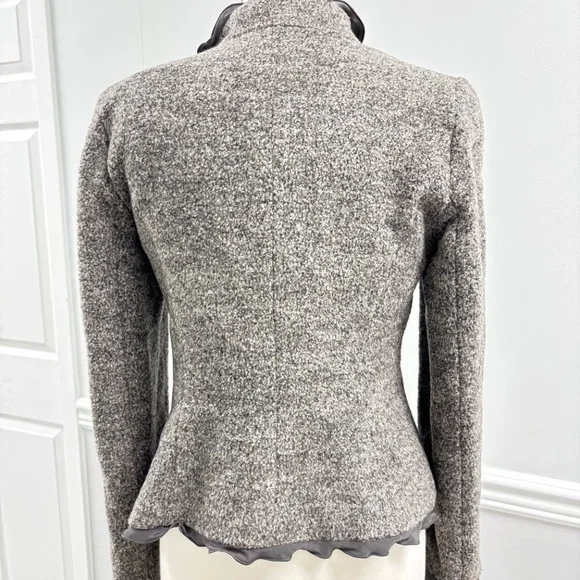 Armani Collezioni Brown/Gray Wool and Angora Ruffle Jacket - Picture 6 of 7